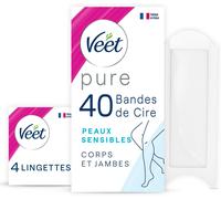 Asfasfq-Veet Pure - 40 Bandes De Cire Froide Corps Et Jambes - Peaux Sensibles - Recommandés Par Les Dermatologues - Epilation Longue Durée