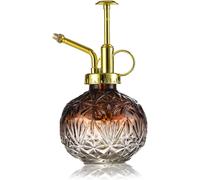 ASFASFq-Verre Plantes Vaporisateur D'arrosage, 240ml Rétro avec Pompe Supérieure Arrosoir, Une Main Darrosage Pulvérisateur Brumisateur pour Jardinage Plantes,L'alcool Dégradé Marron-Buse dorée