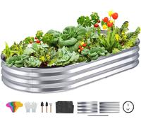 Asfasfq-Vevor Jardinière 182,5x92,5x28 Cm Lit De Jardin Surélevé En Métal Galvanisé Bac De Plantation Avec Base Ouverte Pour Cultiver Fleurs Végétaux Herbes Plantes Grasses Jardin Terrasse Patio Balc