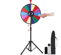 Asfasfq-Vevor Roue De Loterie Personnalisée 45 Cm, Roue De Fortune Effaçable À Sec, Roue De La Chance 14 Fentes Colorées, Roue De Fortune Avec Support Trépied Réglable, Rotation Douce Stylo Effaceur