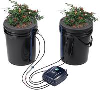 ASFASFq-VEVOR Système de Culture Hydroponique DWC, Kit Goutte à Goutte Supérieur, Culture en Eau Profonde 20 L 2 Seaux, avec Pompe à Air, Pierres à Air, Dispositif de Niveau d'eau, pour Légumes à Feu
