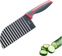 Asfasfq-Westmark Coupe-Vague ¿ Couteau Coloré Pour Légumes, Pommes De Terre, Frites ¿ Aliments Complémentaires Pour Bébé Blw ¿ Couteau À Vague Avec Revêtement Antiadhésif ¿ Noir-Rouge, 28,3 Cm