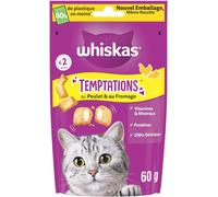 Asfasfq-Whiskas Temptations Poulet & Fromage Friandises Pour Chats 60g Lot De 6