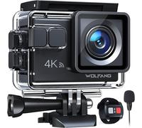 Asfasfq-Wolfang Caméra Sport Ga100 4k 30fps, Caméscope Wifi De 20 Mp, Caméra Étanche Sous-Marine 40 M Avec Double Microphone, Télécommande, Eis Anti-Vibration, Batterie 2 X 1050 Mah, Divers Accessoir
