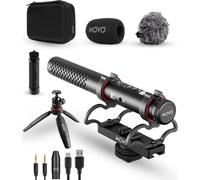ASFASFq-X1 Microphone supercardioïde pour appareil photo reflex numérique, smartphones et ordinateurs avec commandes audio avancées, trépied et accessoires 3,5 mm/XLR/USB-C