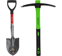 ASFASFq-Xforst Set de Jardinage avec Pioche et Mini Pelle, avec des Manches en Fibre de Verre et têtes en Acier Forge. Solides et légères. Idéale pour Le Jardinage, la randonnée et la Prospection.