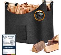 ASFASFq-XL 50L Panier Buche, 45x32x38cm Grand Panier a Bois Interieur, 4mm Très épais Gris Feutre Sac a Buches de Bois Avec Amovible Anse pour les Courses, le bois, les Journaux ou le Bois de Chauff