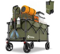 ASFASFq-XXL Plus Chariot Pliable de Jardin 200L 150KG, Chariot de Transport Tout-Terrain avec Freins, Breveté Pliable dans Quatre Directions, XXL-PlusG 4010, Vert Olive