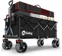 ASFASFq-XXXL Chariot de Transport Pliable avec Freins 300L 200KG, Chariot de Plage Jardin avec Roues Extra Larges 17x10 cm, Pliable Breveté dans Quatre Directions SE4013, Noir Profond