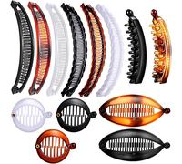 Asfasfq-Yingeniva Lot De 13 Barrettes À Cheveux Pour Femme Motif Banane Peignes Pour Fille Accessoires De Cheveux Avec 3 Blanc, 5 Noir, 5 Marron