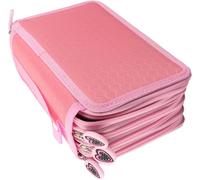 Asfasfq-Yosoo 72 Pièces Couleurs Crayon Stylo Affaire Sac Pochette Stationnaire Avec Grande Capacité Oxford Multicouche Crayon Organisateur (Rose)