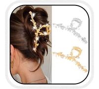 Asfasfq-Zoestar Pinces À Cheveux En Forme De Feuille Dorée Avec Strass - Accessoire De Cheveux Fantaisie Pour Femmes Et Filles
