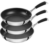 Asfasfq-Zwilling Set De 3 Poêles Avec Revêtement Antiadhésif 4 Couches, Inox 18/10, 20 Cm + 24 Cm + 28 Cm, Compatible Tous Feux Et Induction, Série Cornelia Poletto, Noir