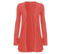 asfashion online Cardigan cardi ouvert sur le devant en jersey uni avec poche pour femme Taille 36-48, corail, 48-50