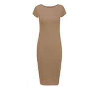 asfashion online Robe Moulante Femme Grande Taille Mi Longue Jersey Basique Manche Courte - 44/46, Mokka