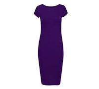 asfashion online Robe Moulante Femme Grande Taille Mi Longue Jersey Basique Manche Courte - Violet, 44/46