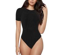 ASFgda Body imprimé Good Vibes Only à manches courtes et col rond pour femme - Coupe ajustée - T-shirt basique d'été, Noir , XXL