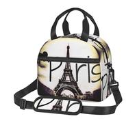 ASFgda Boîte à déjeuner isotherme avec imprimé Tour Eiffel Amour Paris pour homme et femme, sac à déjeuner isotherme étanche, réutilisable