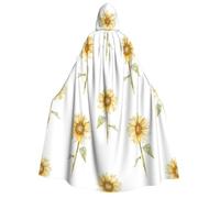 ASFgda Cape à capuche pour adulte avec imprimé tournesol en fleurs | Robe longue unisexe pour déguisement de sorcière, vampire, magicien, bal masqué, carnaval, fête sur scène