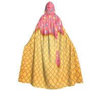 ASFgda Cape à capuche pour adulte Motif crème glacée et gaufré | Robe longue unisexe pour déguisement de sorcière, vampire, magicien, bal masqué, carnaval, fête sur scène