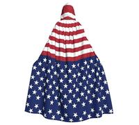 ASFgda Cape médiévale à capuche avec drapeau américain, étoiles, rayures imprimées, cape de la Renaissance, cape à capuche unisexe pour Halloween, Noël, costume de fête