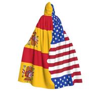 ASFgda Cape médiévale à capuche avec imprimé drapeau américain de l'Espagne Renaissance - Cape à capuche unisexe pour Halloween, Noël, costume de fête