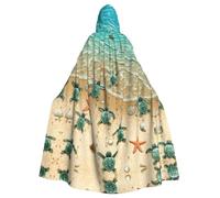 ASFgda Cape médiévale à capuche avec imprimé tortue et étoile de mer Renaissance - Unisexe - Pour Halloween, Noël, fête