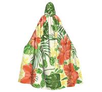 ASFgda Cape médiévale à capuche Hojas Tropicales Y Flores - Cape Renaissance unisexe à capuche pour Halloween, Noël, fête