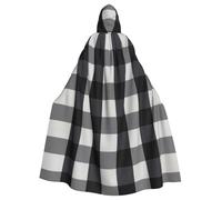 ASFgda Cape médiévale à capuche noire et blanche avec imprimé à carreaux Renaissance - Cape à capuche unisexe pour Halloween, Noël, fête