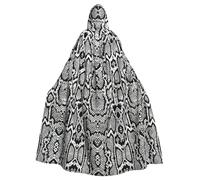 ASFgda Cape médiévale à capuche noire et blanche avec imprimé peau de serpent Renaissance - Cape à capuche unisexe pour Halloween, Noël, fête