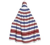 ASFgda Cape médiévale à capuche rouge, bleue, blanche et grise, imprimé à rayures Renaissance, cape à capuche unisexe pour Halloween, Noël, costume de fête