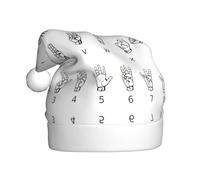 ASFgda Chapeau de Père Noël avec inscription en anglais « Christmas Sign Language Alphabet. » Chapeaux imprimés pour adultes, chapeau de Noël classique unisexe pour fête du Nouvel An