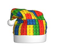 ASFgda Chapeau de Père Noël coloré imprimé brique pour adultes, chapeau de Noël classique unisexe pour fête du Nouvel An