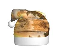 ASFgda Chapeau de Père Noël, coucher de soleil hawaïen, palmier, chapeau pour adultes, chapeau de Noël classique unisexe pour fête du Nouvel An