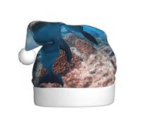 ASFgda Chapeau de Père Noël drôle dauphin regardant vous chapeaux imprimés pour adultes, chapeau de Noël classique unisexe pour fête du Nouvel An