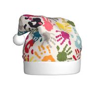 ASFgda Chapeau de Père Noël imprimé à la main pour adultes, chapeau de Noël classique unisexe pour fête du Nouvel An