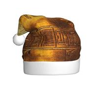 ASFgda Chapeau de Père Noël imprimé hiéroglyphes égyptiens pour adultes, chapeau de Noël classique unisexe pour fête du Nouvel An