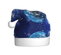 ASFgda Chapeau de Père Noël imprimé planète galaxie pour adultes, chapeau de Noël classique unisexe pour fête du Nouvel An