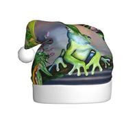 ASFgda Chapeau de Père Noël, nombreuses grenouilles chantent sur les branches, l'été, les papillons, le lac, pour adultes, chapeau de Noël classique unisexe pour fête du Nouvel An
