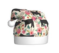 ASFgda Chapeau de Père Noël rose à fleurs roses pour adultes, chapeau de Noël classique unisexe pour fête du Nouvel An