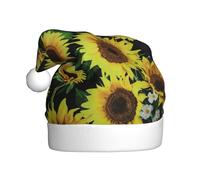 ASFgda Chapeau de Père Noël tournesol 1 imprimé chapeau pour adultes, chapeau de Noël classique unisexe pour fête du Nouvel An