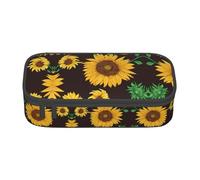 ASFgda Grande capacité durable beau tournesol. Trousse à crayons imprimée, sac de maquillage portable, sac de rangement pour papeterie de bureau.