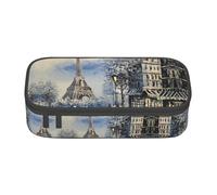 ASFgda Grande capacité durable romantique Paris Tour Eiffel imprimé trousse à crayons trousse de maquillage portable sac de rangement papeterie bureau