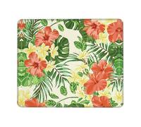 ASFgda Hojas Tropicales Y Flores Tapis de souris imprimé avec bords cousus, tapis de souris confortable avec base en caoutchouc antidérapant pour ordinateur/café/maison/bureau