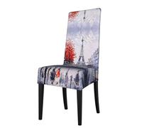 ASFgda Housse de chaise de salle à manger avec impression artistique de la Tour Eiffel de Paris City Tree Art Print Housse de chaise de cuisine lavable Housses de siège de salle à manger adaptées pour