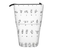 ASFgda Jolie trousse télescopique avec inscription en langue des signes de l'alphabet pour l'école et le bureau