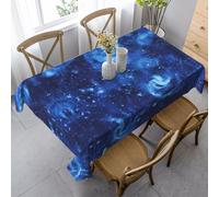ASFgda Nappe rectangulaire bleue avec imprimé univers spatial, galaxie, 89 x 140 cm, infroissable et lavable, pour salle à manger, fête, buffet, mariage