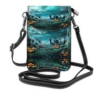 ASFgda Petit sac à bandoulière imprimé citrouille cimetière avec fente pour carte de crédit pour femme