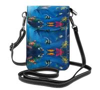 ASFgda Petit sac à bandoulière imprimé monde sous-marin pour femme avec fente pour carte de crédit