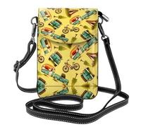 ASFgda Petit sac à bandoulière imprimé voiture et vélo pour femme avec fente pour carte de crédit